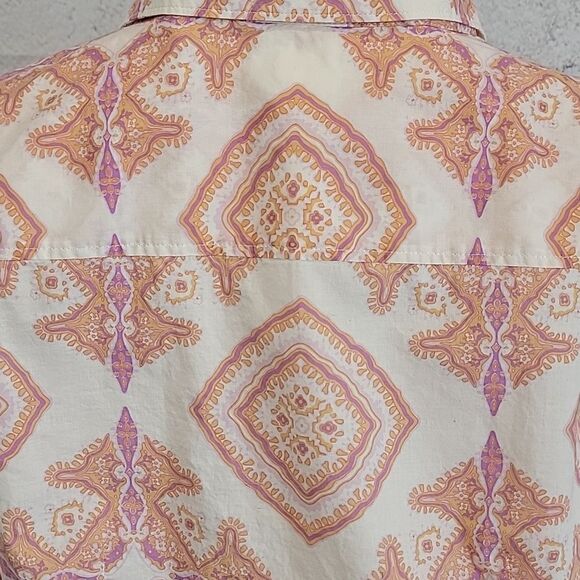 J. Crew button-down shirt in abstract print pinks and creme Women's Size S - Picture 8 of 11